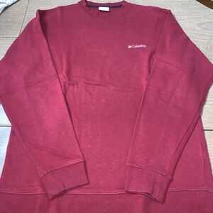 Columbia Red Crewneck Sweater with Ribbed Cuffs